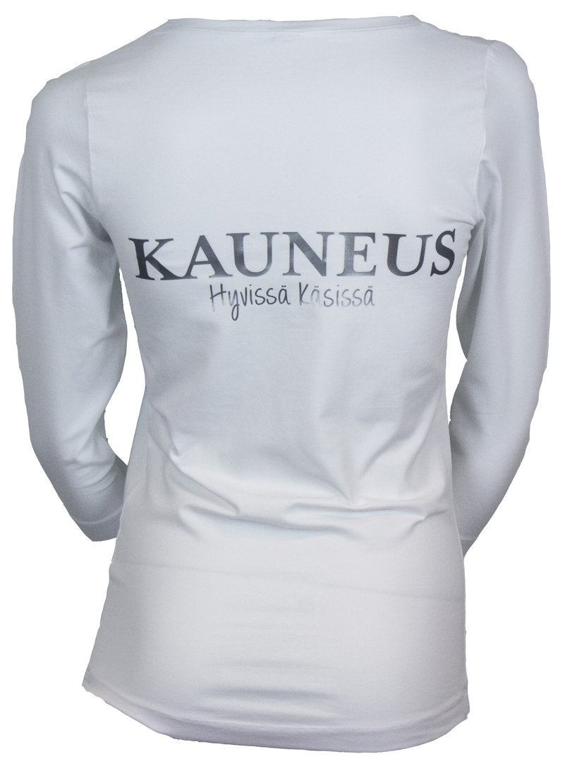 Tekstipaita kauneus valkoinen takapainatuksella L, XL